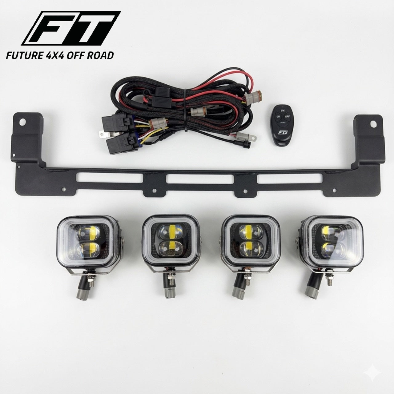 ランドクルーザー250 アンダーグリル用 4連ライトバー デイライト付き 専用ステー付き